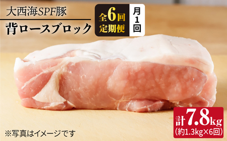 6回定期便 大西海SPF豚 背ロースブロック 計1.3kg＜大西海ファーム [CEK075] 豚肉