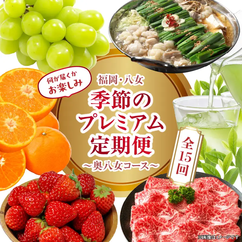 福岡・八女 季節のお楽しみプレミアム定期便【奥八女コース】全15回※配送不可地域：北海道・離島（沖縄本島を含む） 072-T056