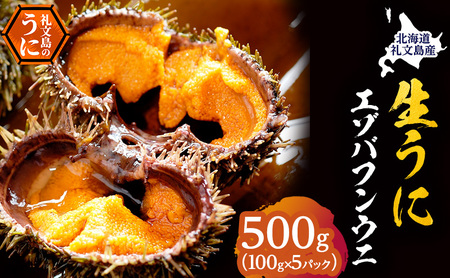 北海道 礼文島産 採れたて ミョウバン不使用 エゾバフンウニ 塩水パック 500g(100g×5個)［株式会社やまじょう］【 うに ウニ 雲丹 生うに 塩水うに バフンウニ 滅菌海水 海鮮 うに丼 濃厚 甘み 】