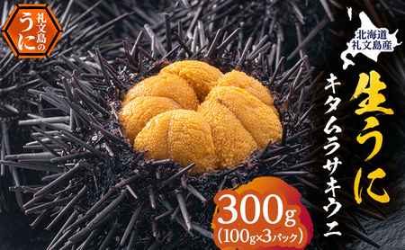 北海道 礼文島産 採れたて ミョウバン不使用 キタムラサキウニ 塩水パック 300g(100g×3個)［株式会社やまじょう］【 うに ウニ 雲丹 生うに 塩水うに キタムラサキウニ 滅菌海水 海鮮 うに丼 濃厚 甘み 】