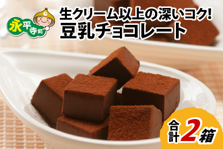 生クリーム以上の深いコク！豆乳チョコレート 9粒×2箱 [A-013005] バレンタイン チョコ 洋菓子 濃厚 生チョコ 豆乳 バレンタインデー ホワイトデー 福井県 永平寺