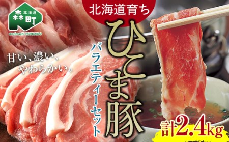 【北海道育ち ひこま豚】バラエティーセット2.4kg バラ焼肉用・肩ロースしゃぶしゃぶ用・ロースカツ用 ＜酒仙合縁 百将＞ 森町 豚肉 とんかつ すき焼き 焼肉 ロース 肩ロース バラ肉 北海道産 セット ふるさと納税 北海道 mr1-0330