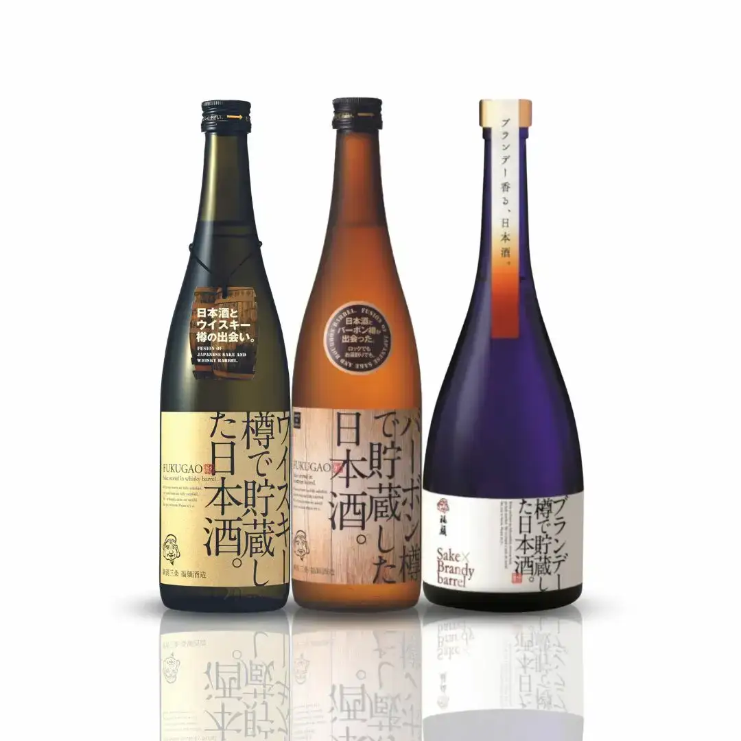 洋酒樽で貯蔵した日本酒3種飲み比べセット  (720ml×2本、750ml×1本) 日本酒 新潟県 ウィスキー樽 バーボン樽 ブランデー樽 [福顔酒造] 【024S020】