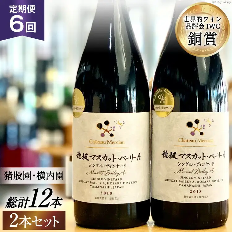 【定期便6回】赤ワイン 穂坂マスカット・ベーリーＡ シングル・ヴィンヤード 750ml 2種 アルコール度 12%[シャトー・メルシャン 勝沼ワイナリー 山梨県 韮崎市 20743313]