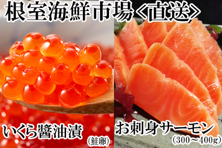 いくら醤油漬け70g×1P・刺身用トラウトサーモン(背)300～400g×1本 A-11209