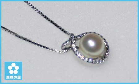 【035-17】真珠の里　アコヤ真珠付き　キラキラペンダント*