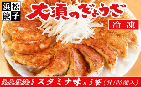 浜松餃子 大須のぎょうざ［ 浜松ぎょうざ にんにくマシマシ！元気回復！＜ スタミナ味 ＞］× 5袋（1袋20個入、合計100個） 惣菜 冷凍 冷凍ギョーザ 夕飯 つまみ 中華 ヘルシー ジューシー 手作り餃子 