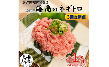 【3回定期便】 SANKO海商 ネギトロ 定期便 3ヶ月 冷凍ネギトロ 1kg (250g×4パック) セット 詰め合わせ ねぎとろ まぐろ 鮪 マグロ 魚 魚介 魚介類 冷凍 静岡 静岡県 浜松市 3回 定期 【配送不可：離島】