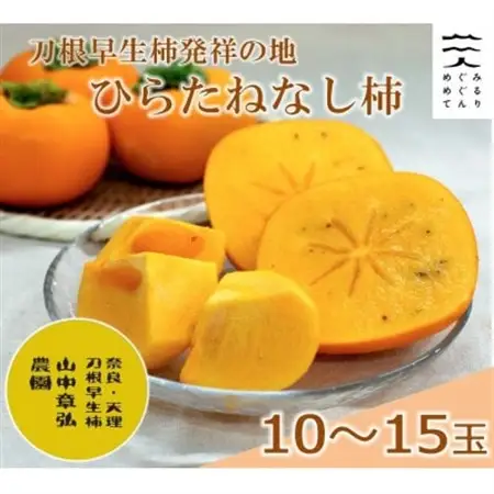 【R8年10月以降発送】刀根早生柿発祥の地・ひらたねなし柿(10～15玉入り)_果物・フルーツ 柿（カキ）  かき_【配送不可地域：離島】【1085761】