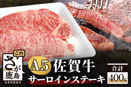 A5等級 佐賀牛 サーロイン ステーキ用 400g (2枚入)  D-174