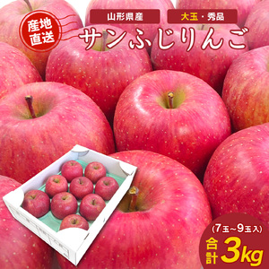 《先行予約》 令和8年産 りんご サンふじ 秀品 3kg（7 - 9玉） 山形県産 【2026年11月頃より順次発送予定】2026年産 山形産　014-B-JF003