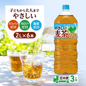 お茶 定期便 3ヶ月 GREEN DA・KA・RA やさしい麦茶 2L × 6本 麦茶