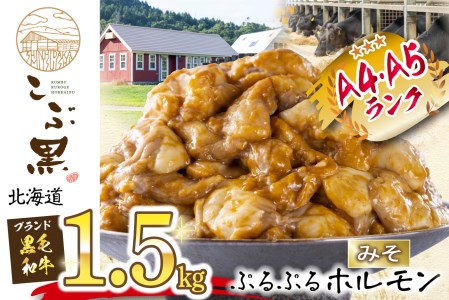 北海道産 黒毛和牛 こぶ黒 和牛 みそ ホルモン 計 1.5kg (300g×5パック) 