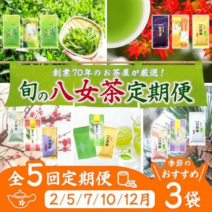 【定期便】八女茶100％ 四季折々の上級茶をお届け ≪３袋ずつ 年間５回 ≫ ＜岩崎園製茶＞ 定期便 八女茶 お茶 茶 新茶 煎茶 福岡県 高級 緑茶 八女市 075-T002
