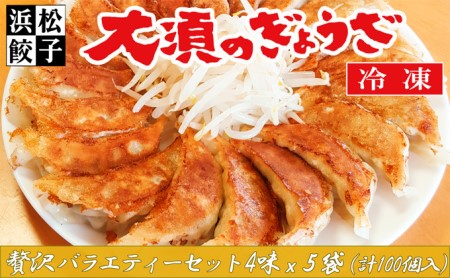 浜松餃子 大須のぎょうざ［ 浜松ぎょうざ 贅沢バラエティーセット 4味 ＜ レギュラー、こいくち、スタミナ、こくうま ＞］× 5袋（1袋20個入、合計100個） 惣菜 点心 中華 おかず つまみ ヘルシー ジューシー キャベツ多め 野菜の甘味 