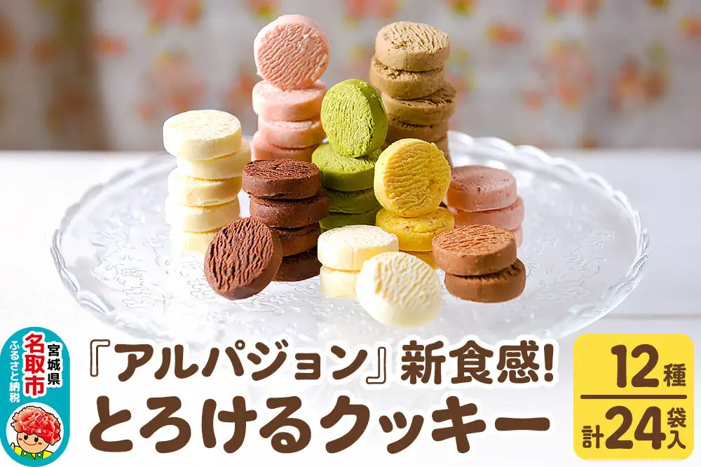 アルパジョン 新食感！ とろける クッキー 12種 計24袋入 ベルギー産 チョコレート 使用