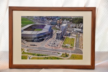 ドローン空撮による京都府亀岡市の風景写真【A4サイズ 額付き】◇