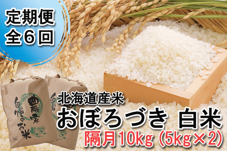 ＜ 定期便 6回 ＞ 北海道産 希少米 おぼろづき 白米 10kg （ 5㎏ ×2 ） 北海道 新ひだか町