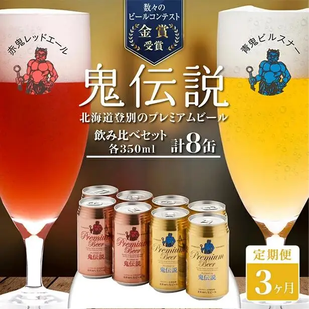 ビール 定期便　3カ月　鬼伝説　青鬼ピルスナー・赤鬼レッドエール　各4本