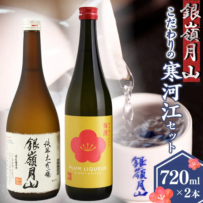 銀嶺月山《純米大吟醸と梅酒》こだわりの寒河江セット（720ml×2本）【山形県産酒造好適米「出羽燦々」、貴重な山形県産ブランド梅「谷沢梅」を使用】　020-E-GS018