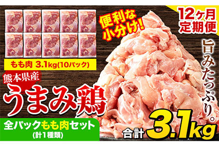 【12ヶ月定期便】うまみ鶏 全パックもも肉セット 1回のお届け 合計3.1kg 合計 約37.2kgお届け 《お申込み月の翌月より出荷開始》 国産鶏肉