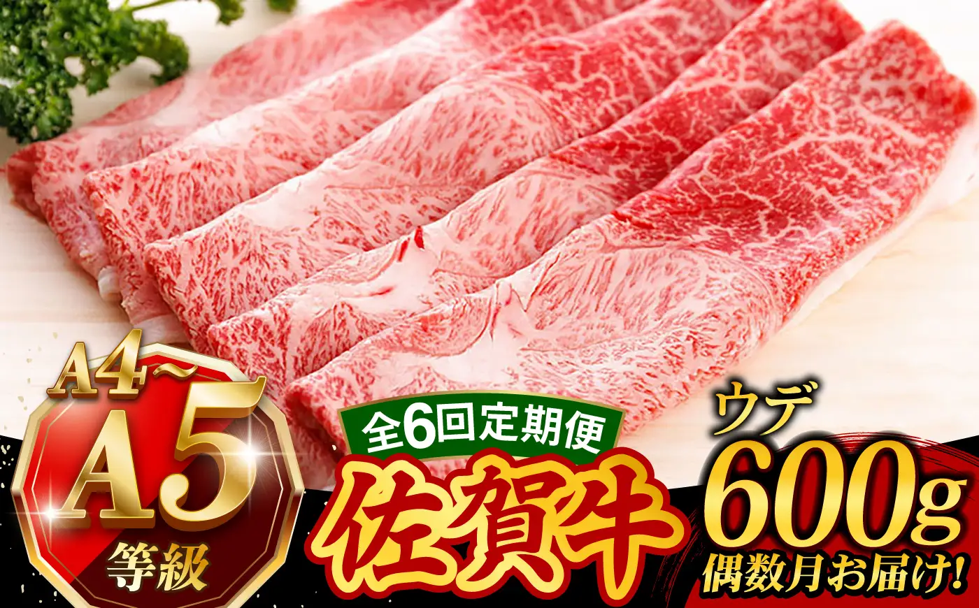 【6回・偶数月】 佐賀牛 すき焼き しゃぶしゃぶ 600g ウデ 牛肉定期便 UCC017