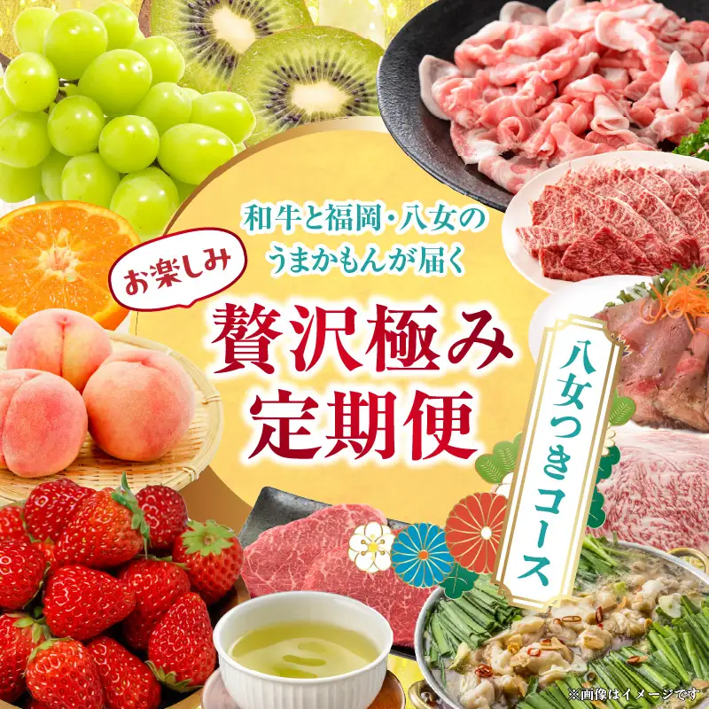 和牛と福岡・八女のうまかもんが届く お楽しみ贅沢極み定期便【全12回】～八女つきコース～｜＜配送不可：北海道・沖縄・離島＞ 072-T060