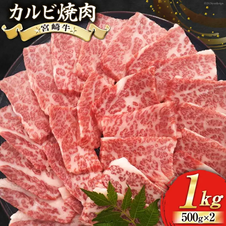 【宮崎牛】 カルビ 焼肉 500g×2 計1kg [ローカルブランディング 宮崎県 美郷町 31bb0034]