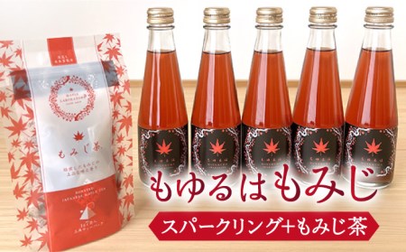 もゆるは もみじスパークリング 5本＋もみじ茶 1パック セット【もみじかえで研究所】 もみじ サイダー 炭酸 スパークリング お茶 ティー ティータイム セット [TCY004]