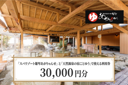 スパリゾート雄琴あがりゃんせ と 天然源泉の宿ことゆう で使える 利用券（30,000円分） 温泉券