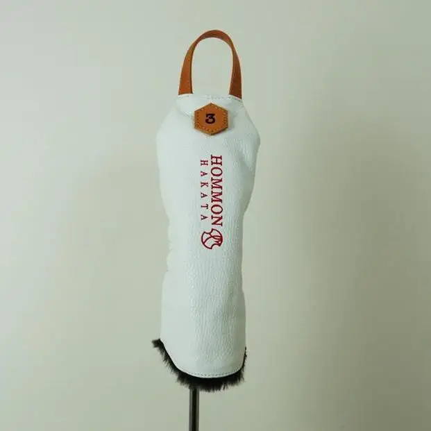博多革工房HOMMONが作ったゴルフウッド用ヘッドカバー【牛革】 ホワイト＃X