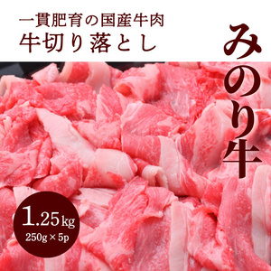 【ミノリフーズ】みのり牛切り落とし 1.25kg（250g×5パック） 052009