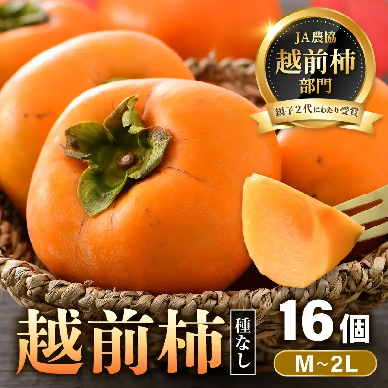 【先行予約】越前柿 16個入 約2.5kg（M～2L）≪JA受賞歴親子２代≫ ／ 果物 フルーツ 柿 産地直送 期間限定 あわら ※2026年11月上旬より順次発送 [aw061-a003]