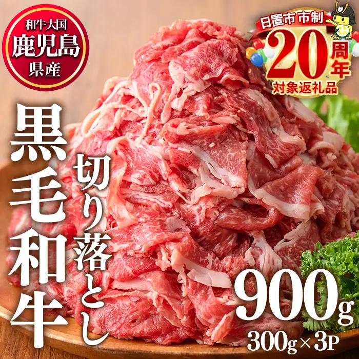 鹿児島県産 黒毛和牛 牛肉 切り落とし 計900g 300g×3P カミチク No.1015 