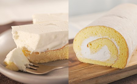地鶏卵のロールケーキとWチーズケーキのセット