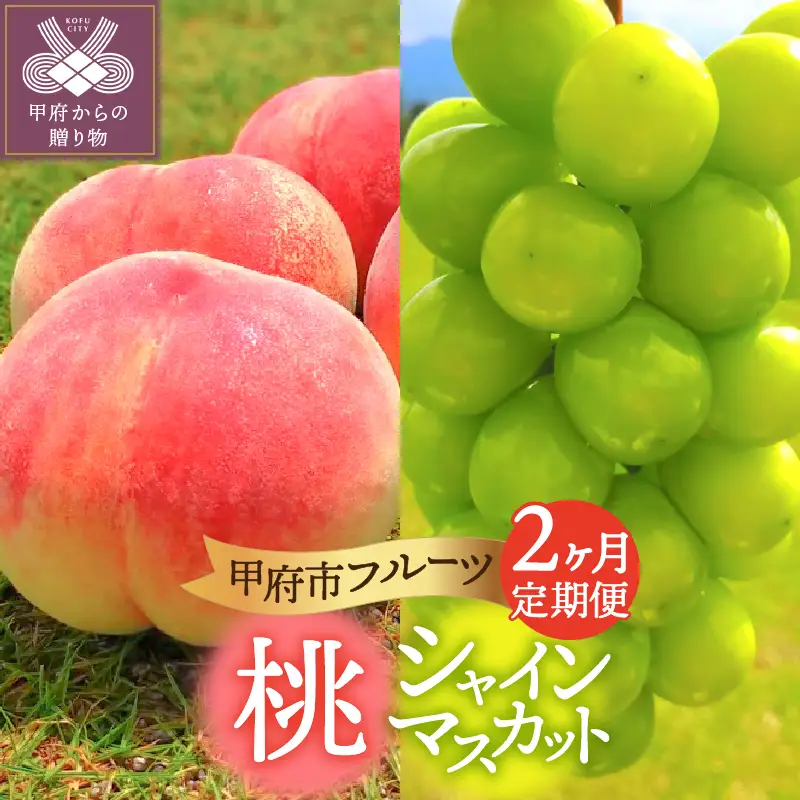 〈2026年度配送分〉甲府市フルーツ定期便（2回） 【桃 約2kg（6～8玉）・シャインマスカット 2～3房（1.2kg以上）】