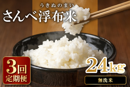 さんべ浮布米（無洗米）定期便（8kg×3回コース）【令和6年産 2024年産 定期便 3回 特別栽培米 コシヒカリ 無洗米 8kg×3回 合計24kg 島根県産 大田市産 米 減農薬】