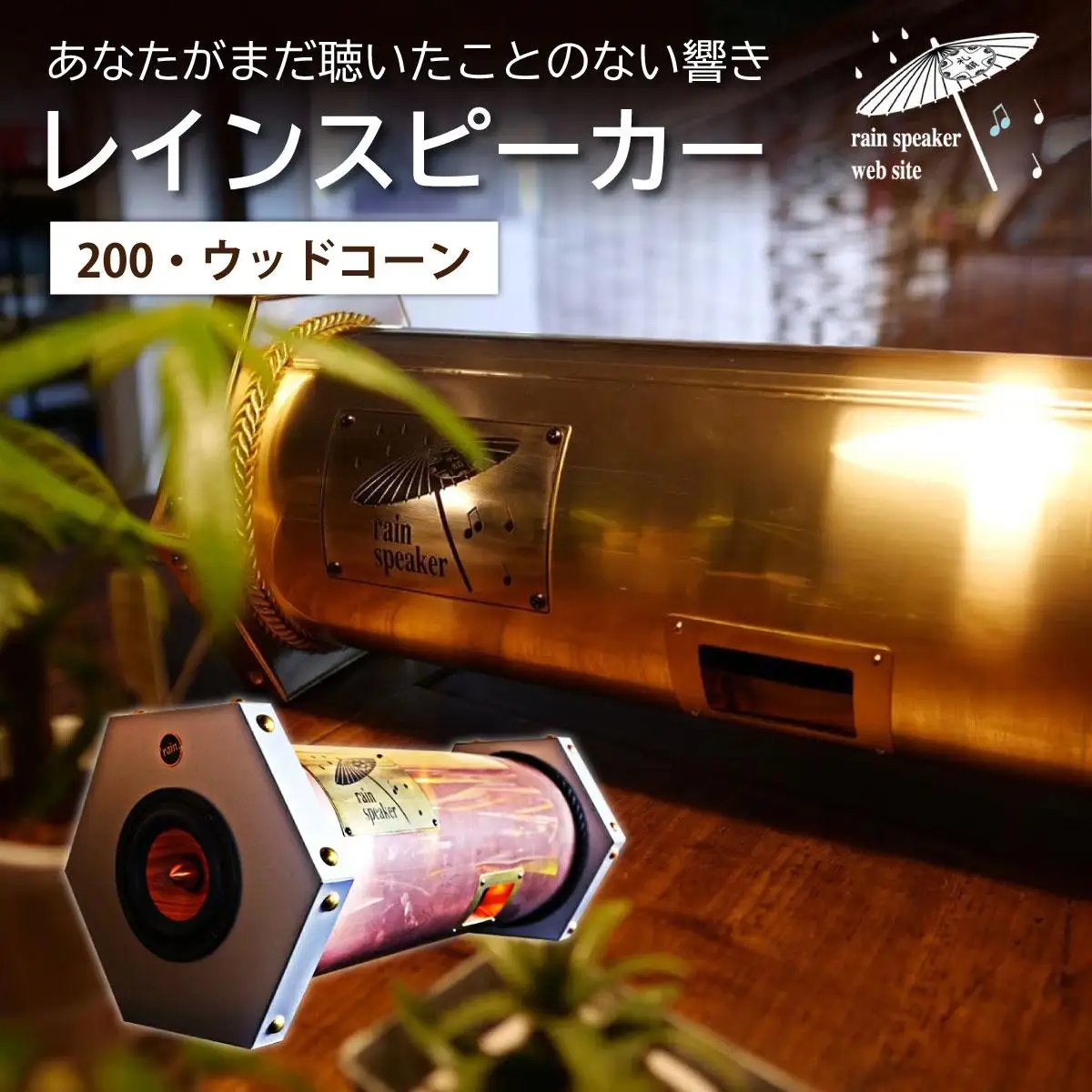 『あなたがまだ聴いたことのない響き』レインスピーカー200・ウッドコーン【15010】