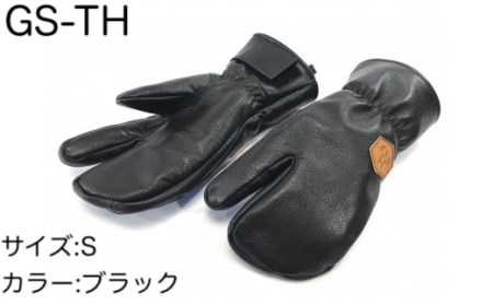 スキーグローブ 撥水三本指 ブラック　S 