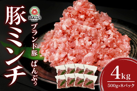 ブランド豚「ばんぶぅ」小分け ミンチ 4kg（500g×8パック） 冷凍便 4キロ たっぷり 豚肉 豚ミンチ 豚ひき肉 豚挽き肉 豚挽肉 キーマカレー ミンチカツ メンチカツ ハンバーグ 餃子 ギョウザ ぎょうざ シュウマイ 肉団子 ミートボール 麻婆 マーボー ぶた肉 ブタ肉 国産 茨城県産 ギフト プレゼント お祝い ご褒美 42-AS