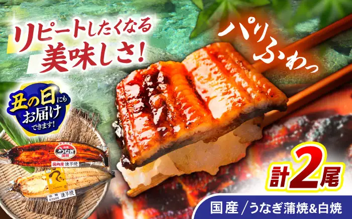 【お中元対応可】＜諫早淡水＞うなぎ蒲焼1尾&白焼き1尾セット / うなぎ ウナギ 鰻 蒲焼き 蒲焼 かばやき 白焼き 白焼 国産 冷凍 小分け うな重 うな丼 ひつまぶし / 諫早市 / 諫早淡水株式会社 [AHAT002] 丑の日 土用丑の日