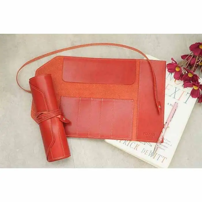 本革 ロールペンケース【ワインレッド】