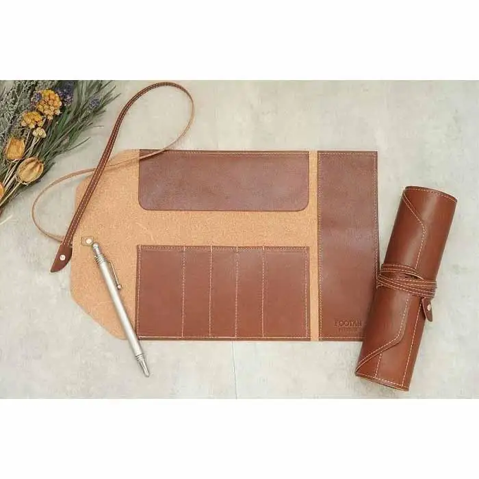 本革 ロールペンケース【ダークブラウン】