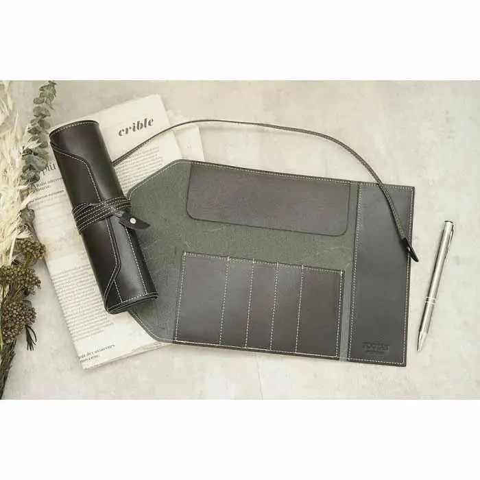 本革 ロールペンケース【ブラック】