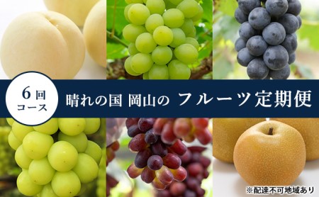 桃 ぶどう 梨 定期便 2026年 先行予約 晴れの国 岡山 の フルーツ 定期便 6回コース もも 葡萄 なし 岡山県産 国産 セット ギフト 白桃 ニューピオーネ シャインマスカット 晴王 紫苑 あたご梨 
