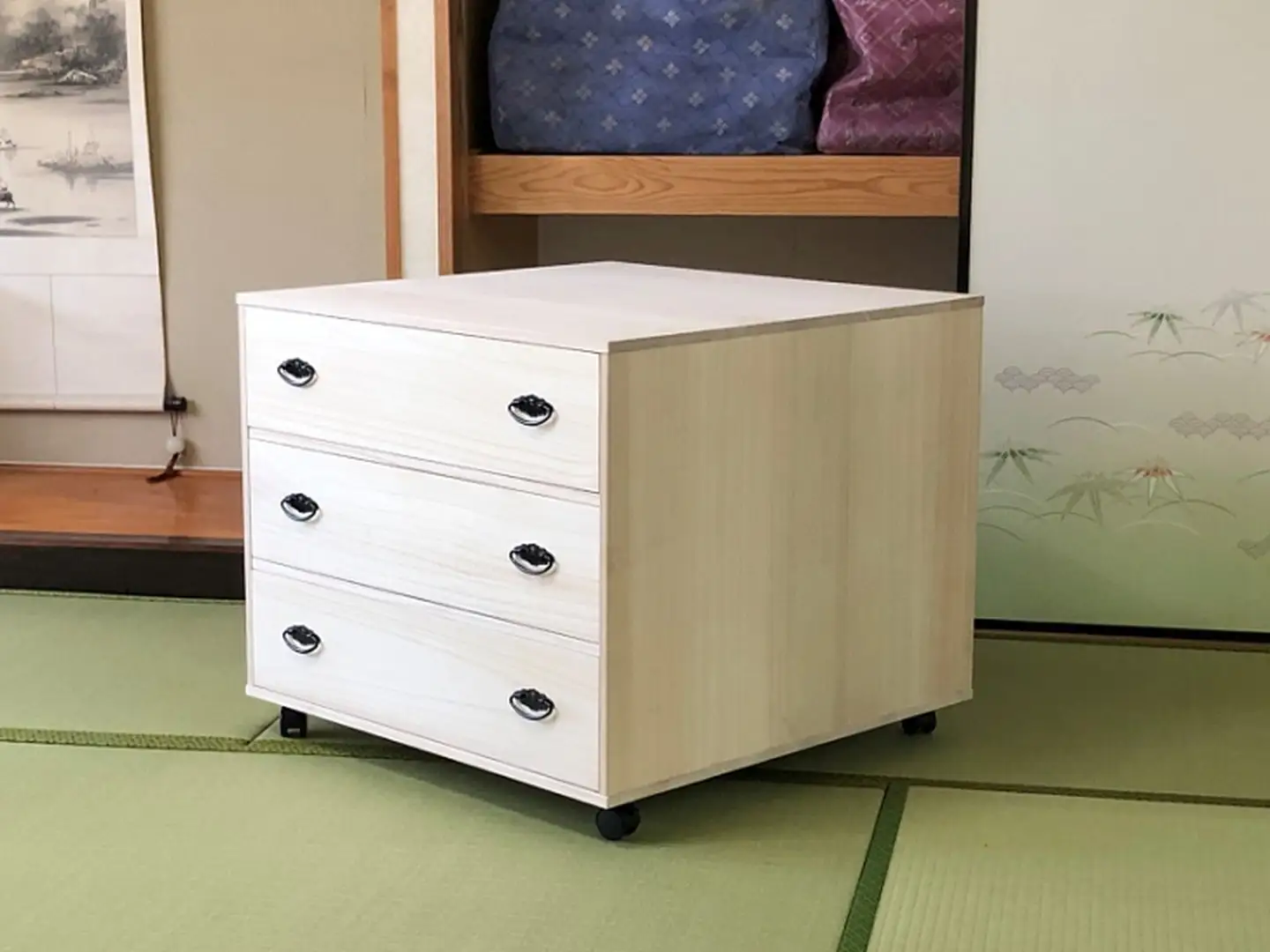 桐たんす 総桐押入収納ワイド3段 ROT-3：C139-014