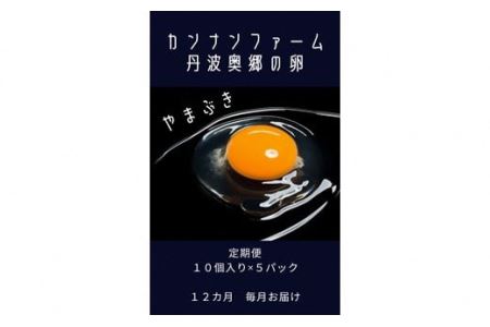 【１２ヶ月定期便】丹波奥郷の卵 やまぶき ４５個+５個破卵補償 (約3L）　たまご