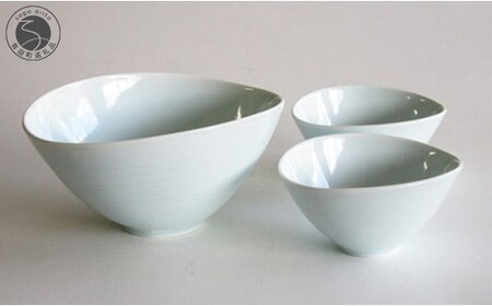 ARITA PORCELAIN LAB (アリタポーセリンラボ) 青白磁 なぶり鉢セット 有田焼 サラダボウル スープボウル モダン A45-388