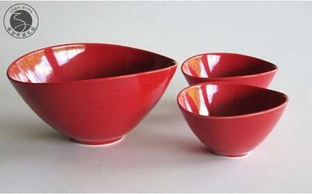 ARITA PORCELAIN LAB (アリタポーセリンラボ) 赤釉 なぶり鉢セット 有田焼 サラダボウル スープボウル モダン A55-164