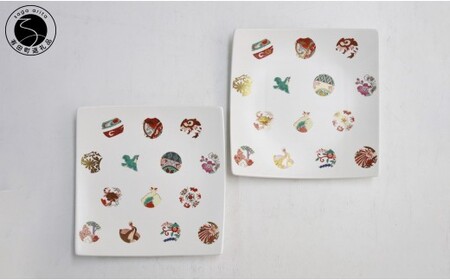 ARITA PORCELAIN LAB (アリタポーセリンラボ) ASTEROID(アステロイド) ペア正方皿(中)  有田焼 モダン 角皿 おめでたい 正月 おせち A95-61